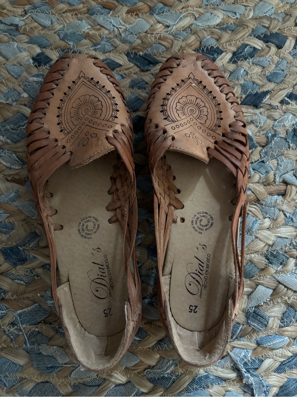 Women's Tan Leather Huarache Moccasins - Diasi